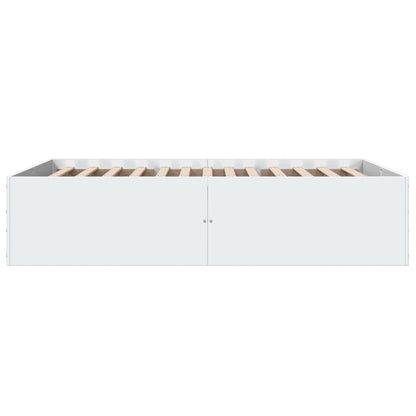 Bedframe LED massief hout wit 120x200 cm