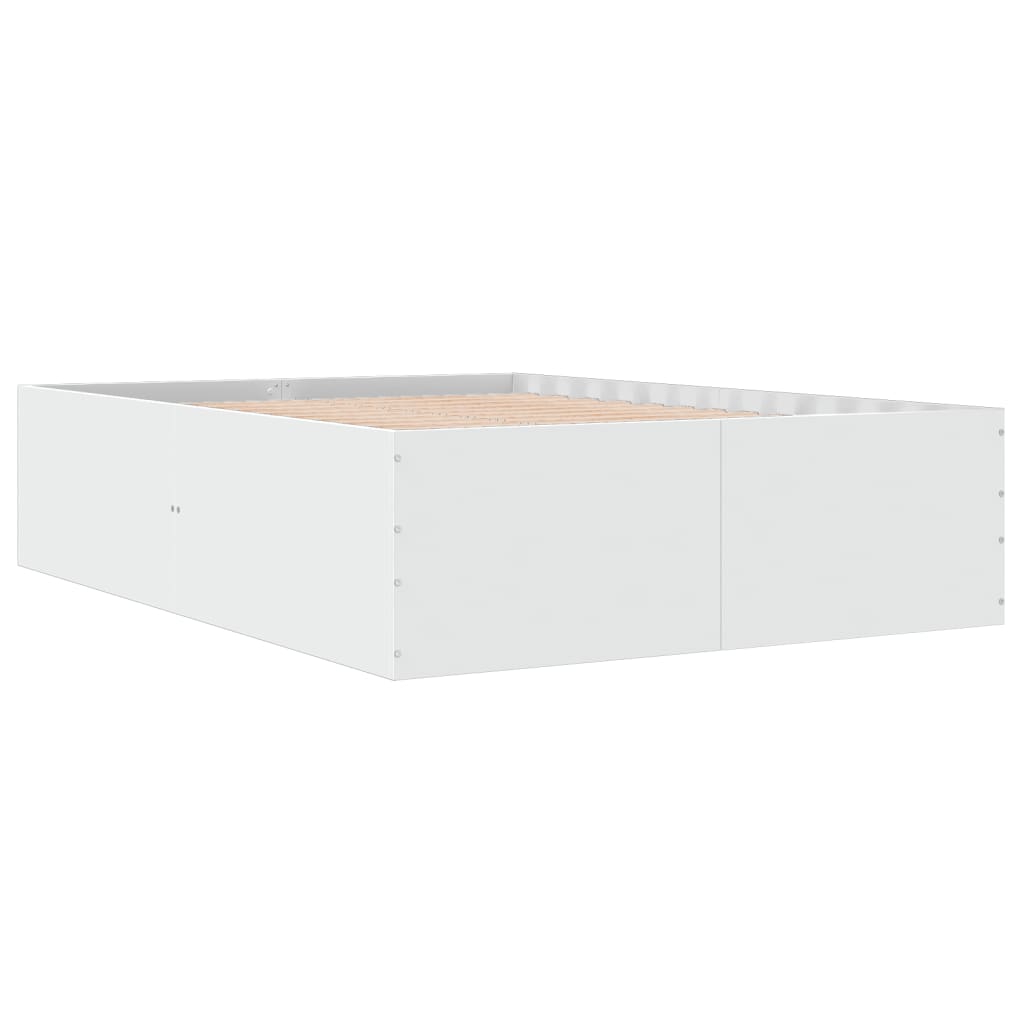 Bedframe LED massief hout wit 120x200 cm