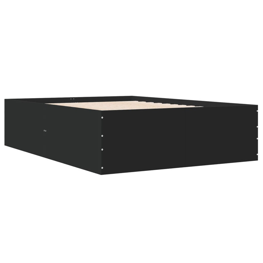 Bedframe bewerkt hout zwart 120x200 cm