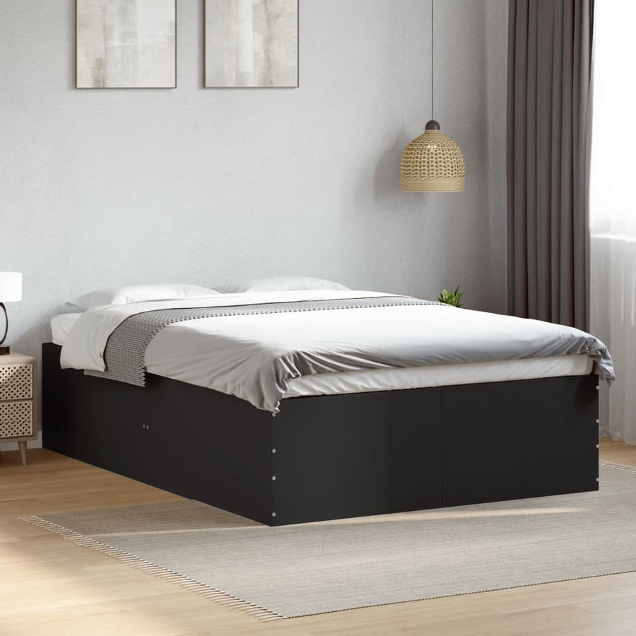 Bedframe bewerkt hout zwart 120x200 cm