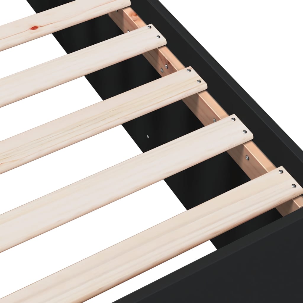 Bedframe bewerkt hout zwart 120x200 cm