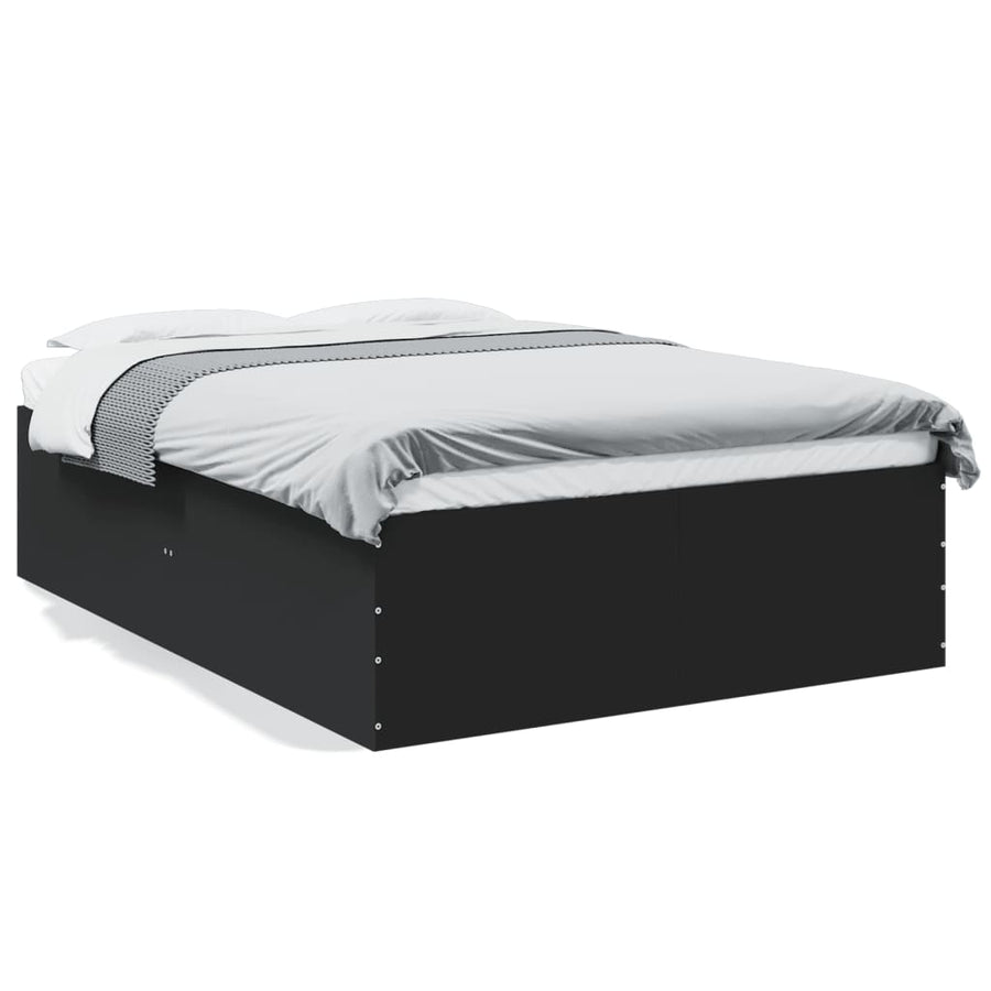 Bedframe bewerkt hout zwart 120x200 cm