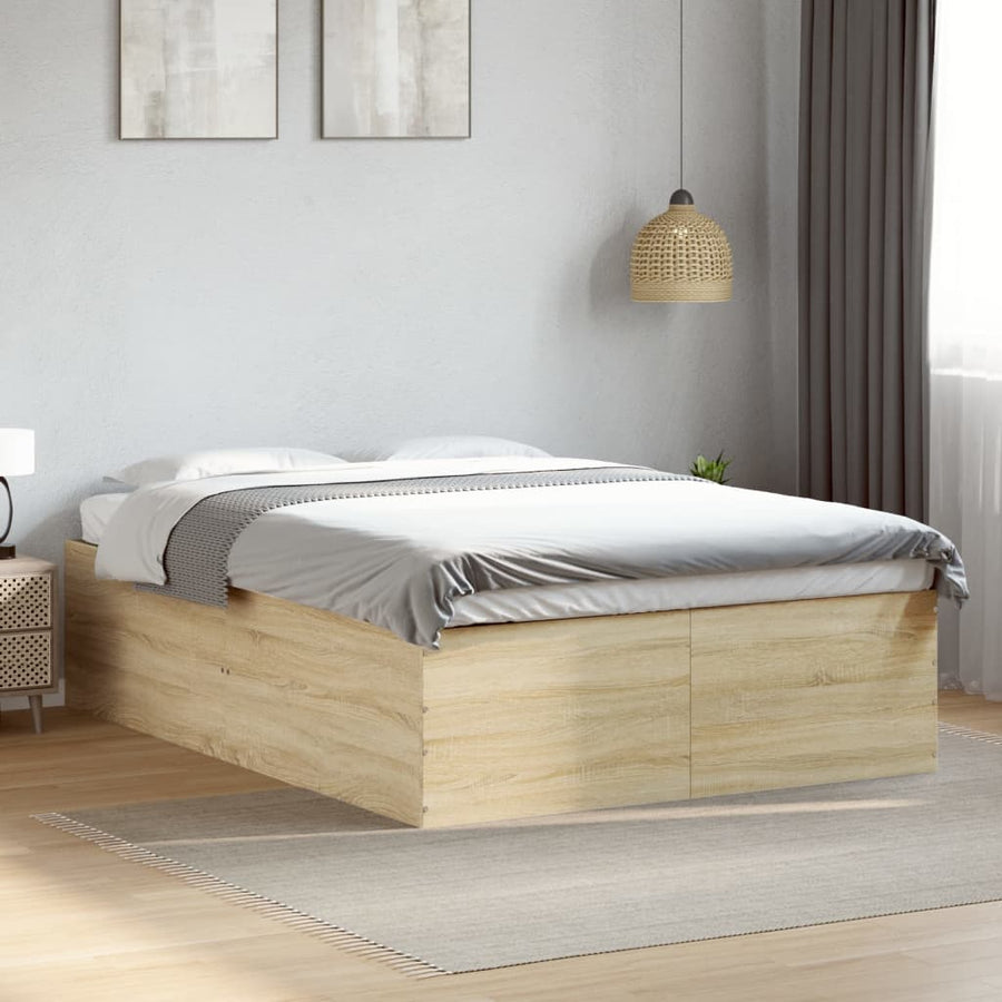 Bedframe bewerkt hout sonoma eikenkleurig 120x200 cm