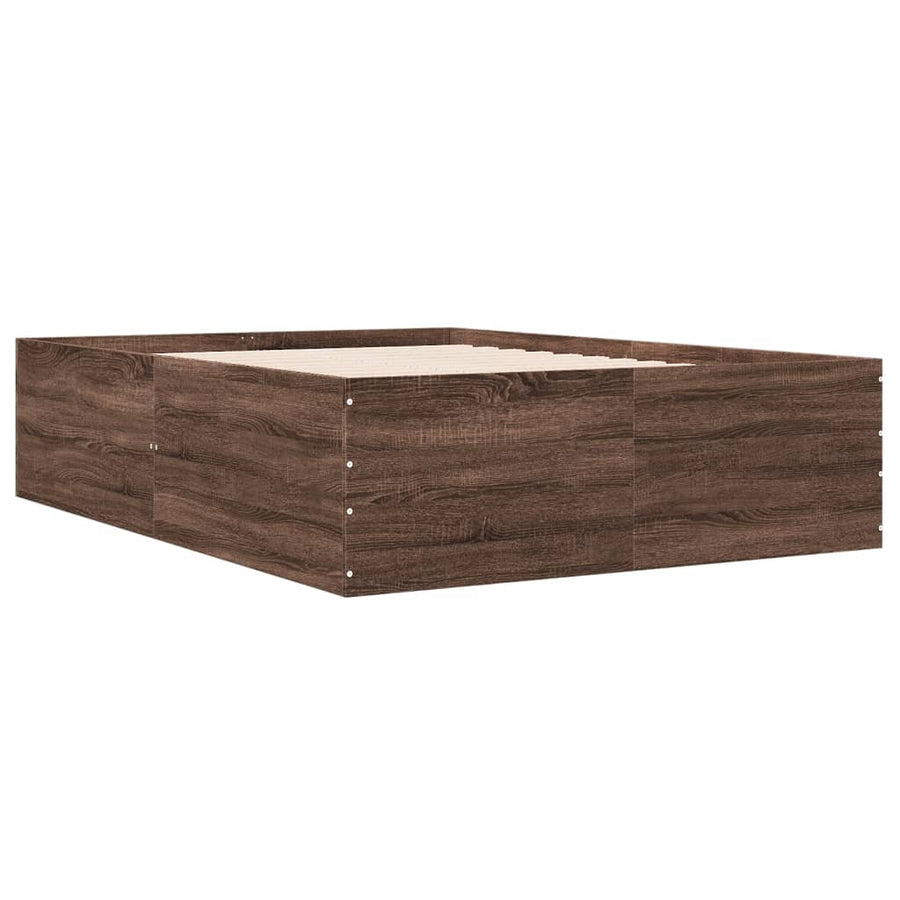 Bedframe bewerkt hout bruin eikenkleur 120x200 cm