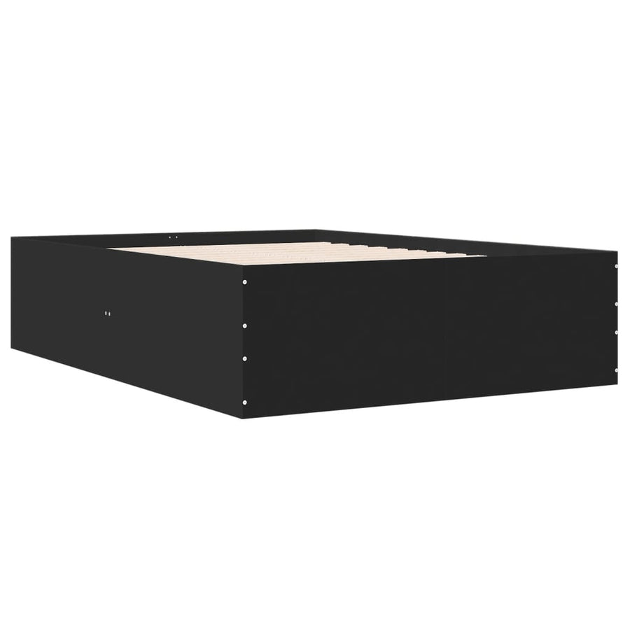 Bedframe LED massief hout zwart 140x190 cm