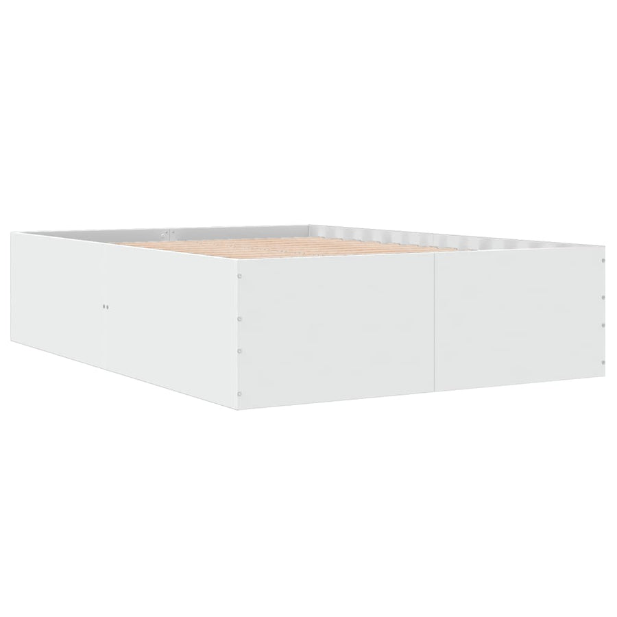 Bedframe bewerkt hout wit 135x190 cm