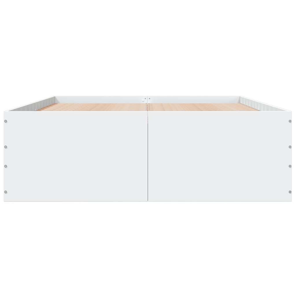 Bedframe bewerkt hout wit 135x190 cm