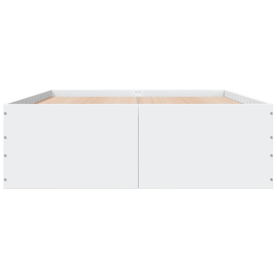 Bedframe bewerkt hout wit 135x190 cm