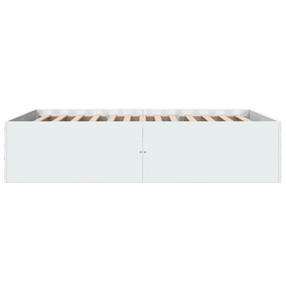 Bedframe bewerkt hout wit 135x190 cm