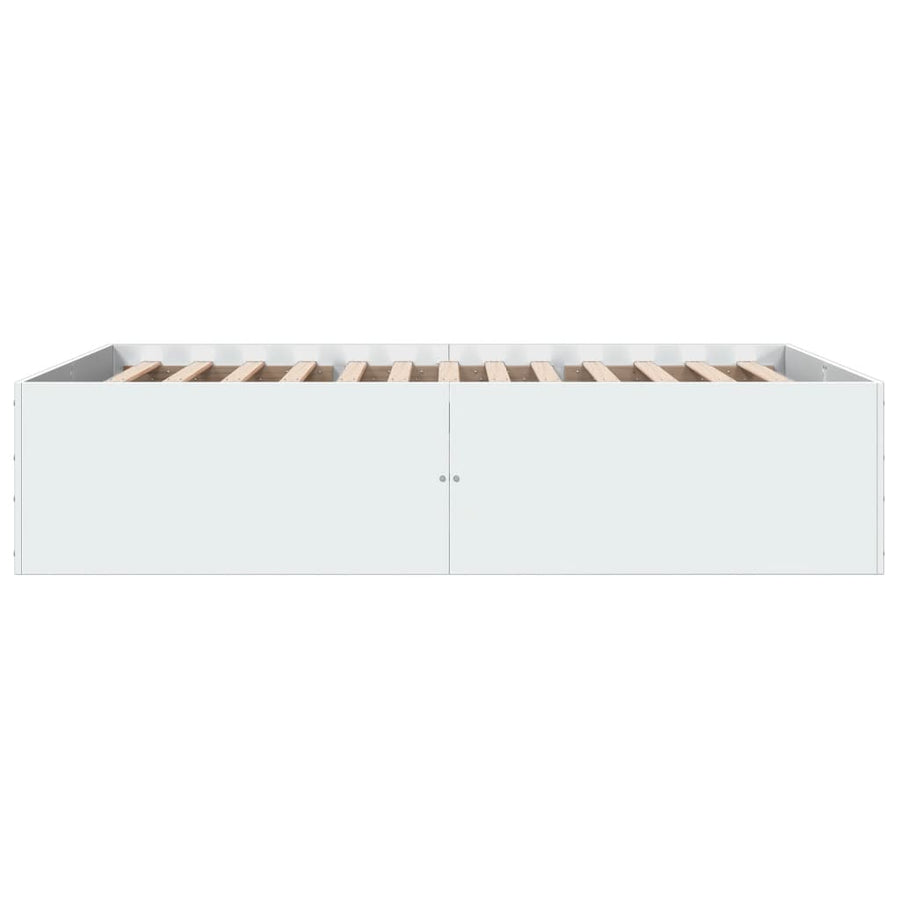 Bedframe bewerkt hout wit 135x190 cm