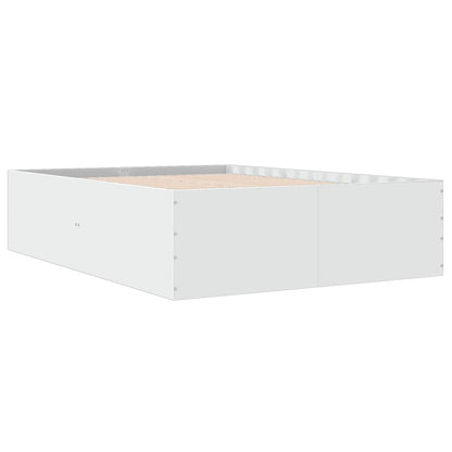 Bedframe bewerkt hout wit 135x190 cm