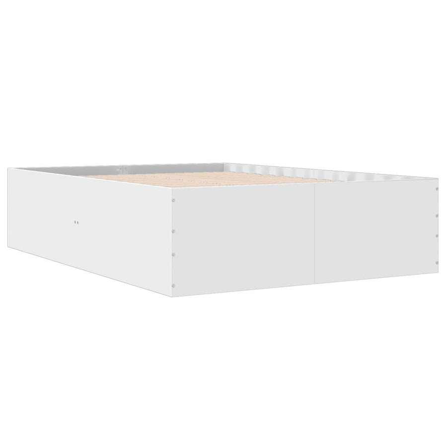 Bedframe bewerkt hout wit 135x190 cm