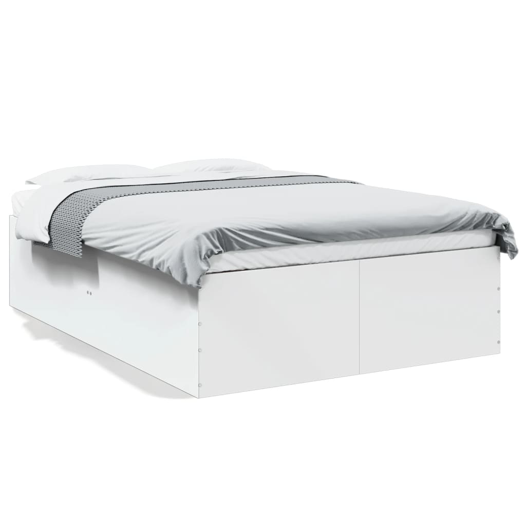 Bedframe bewerkt hout wit 135x190 cm