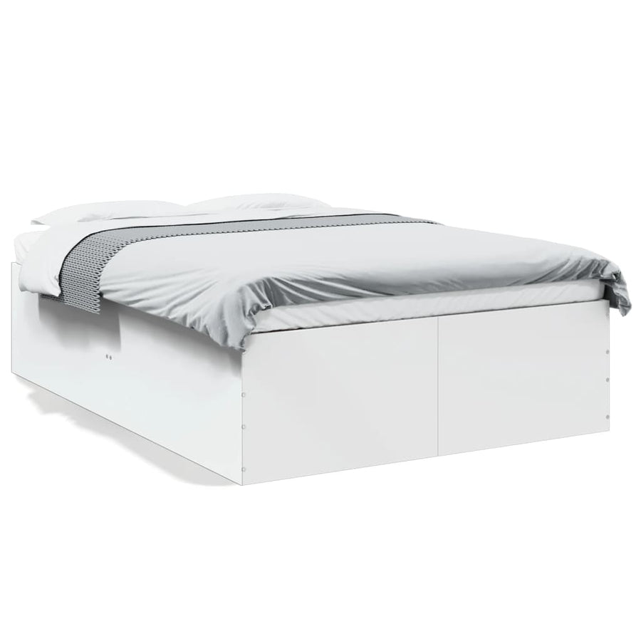Bedframe bewerkt hout wit 135x190 cm