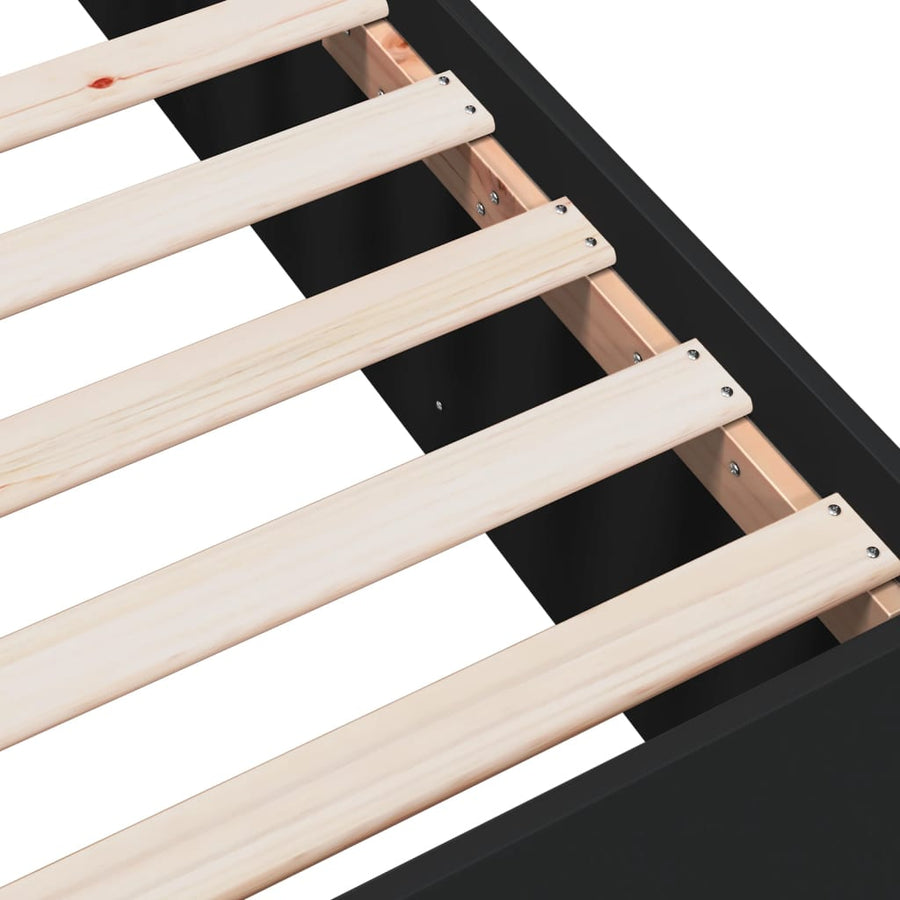 Bedframe bewerkt hout zwart 135x190 cm