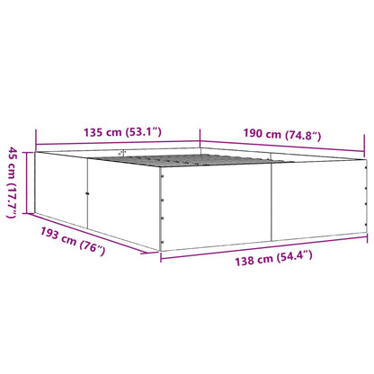 Bedframe bewerkt hout zwart 135x190 cm