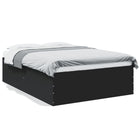 Black carved wooden bed frame 135x190 cm