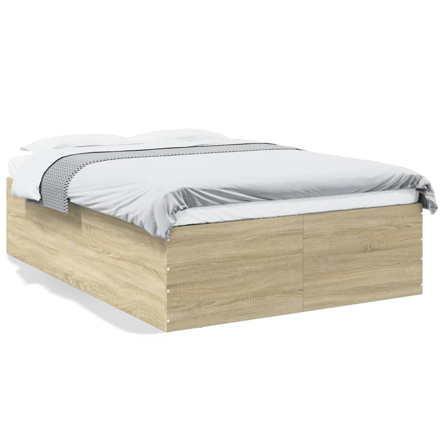 Bedframe bewerkt hout sonoma eikenkleurig 135x190 cm