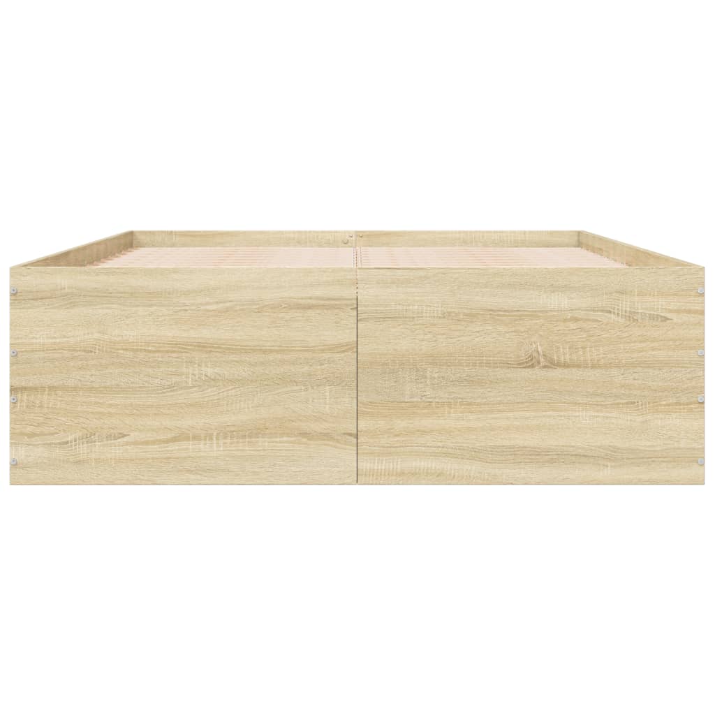 Bedframe bewerkt hout sonoma eikenkleurig 135x190 cm