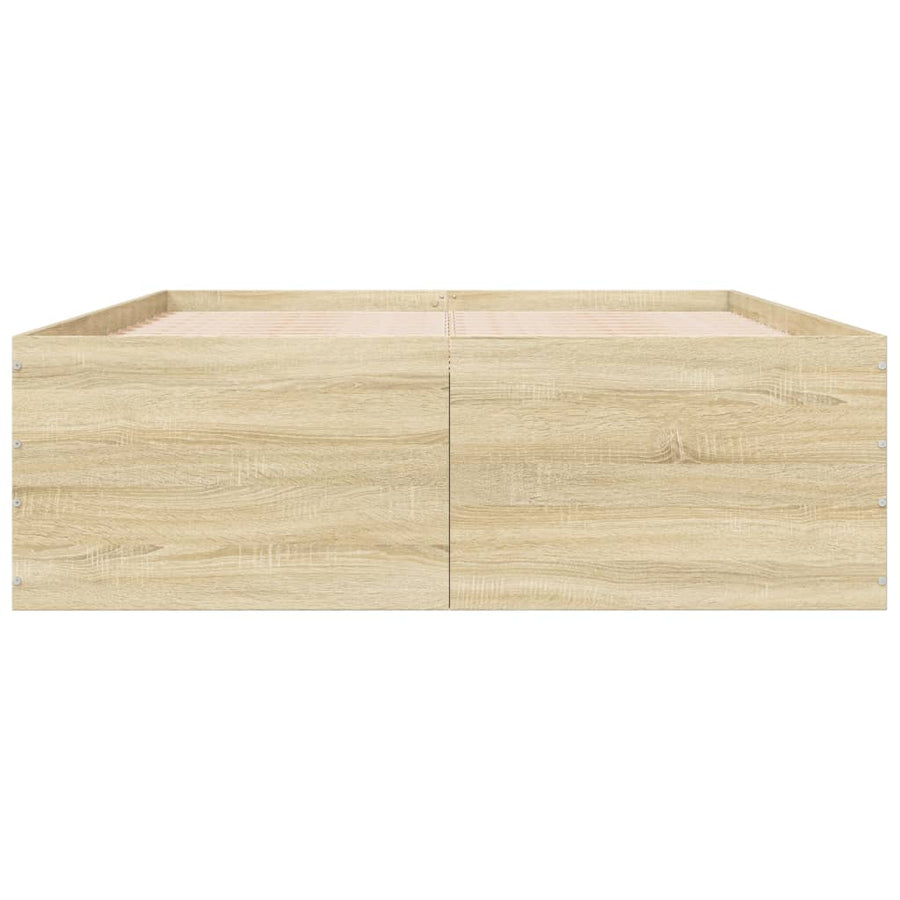 Bedframe bewerkt hout sonoma eikenkleurig 135x190 cm