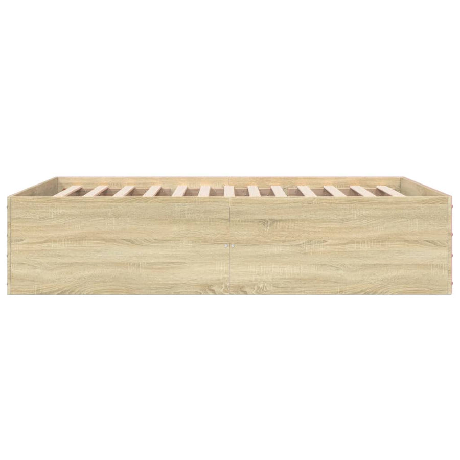 Bedframe bewerkt hout sonoma eikenkleurig 135x190 cm
