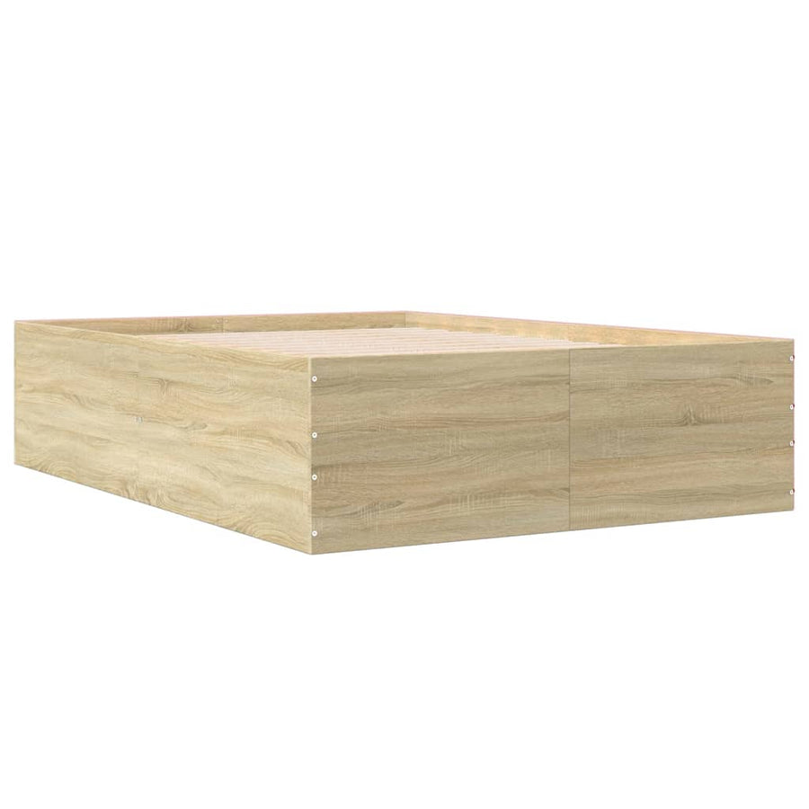 Bedframe bewerkt hout sonoma eikenkleurig 135x190 cm