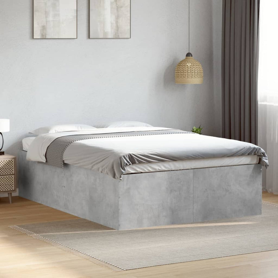 Bedframe bewerkt hout betongrijs 135x190 cm