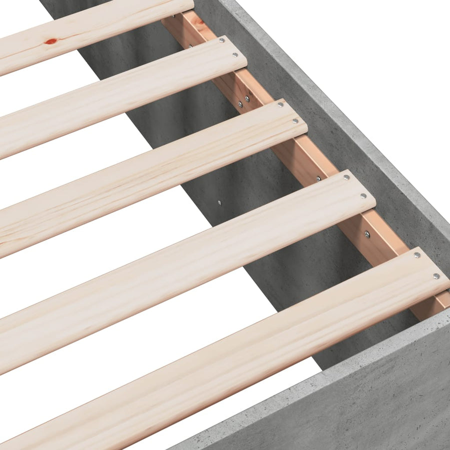 Bedframe bewerkt hout betongrijs 135x190 cm