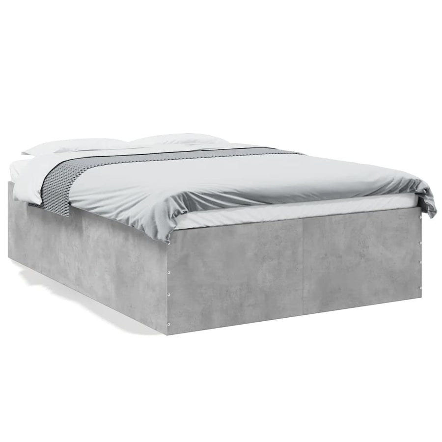 Bedframe bewerkt hout betongrijs 135x190 cm
