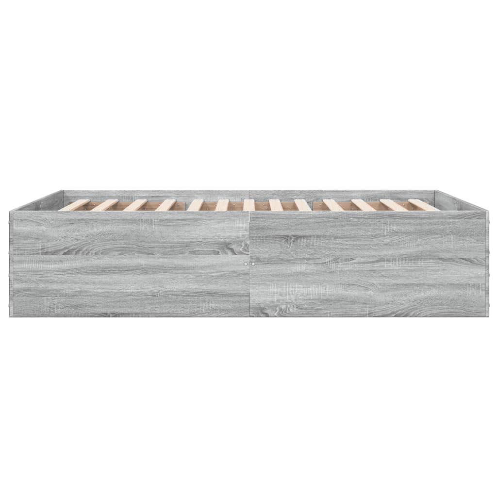 Bedframe bewerkt hout grijs sonoma eikenkleurig 135x190 cm