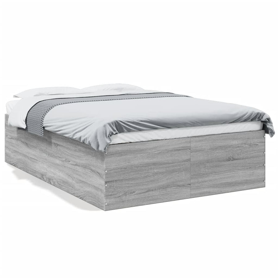 Bedframe bewerkt hout grijs sonoma eikenkleurig 135x190 cm