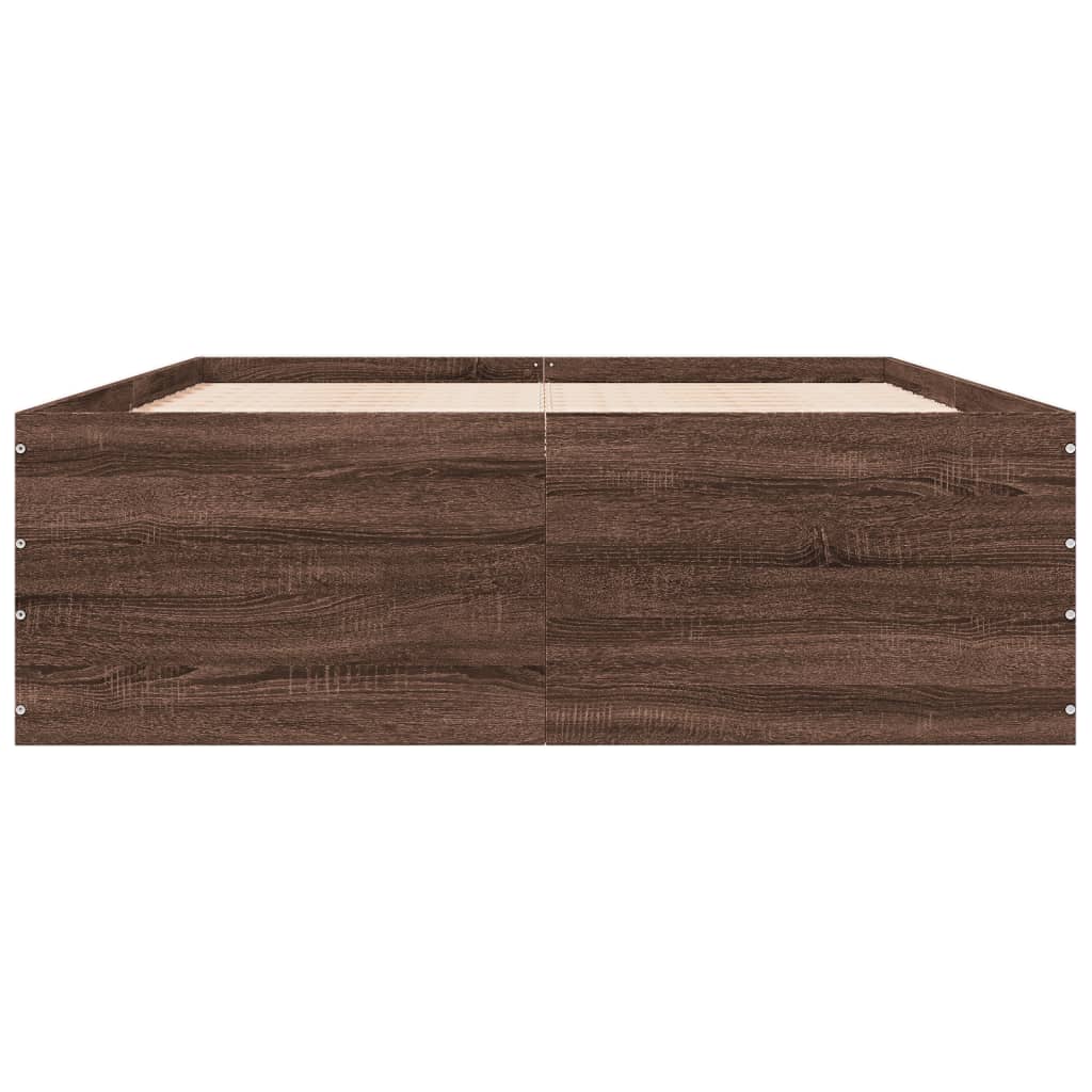Bedframe bewerkt hout bruin eikenkleur 135x190 cm