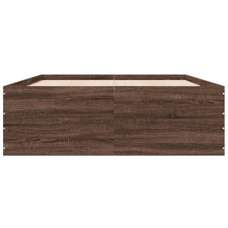 Bedframe bewerkt hout bruin eikenkleur 135x190 cm