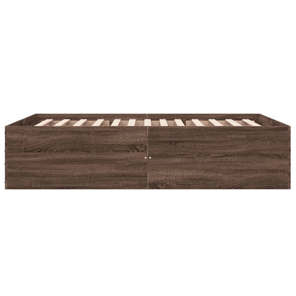 Bedframe bewerkt hout bruin eikenkleur 135x190 cm