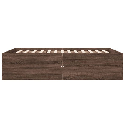Bedframe bewerkt hout bruin eikenkleur 135x190 cm
