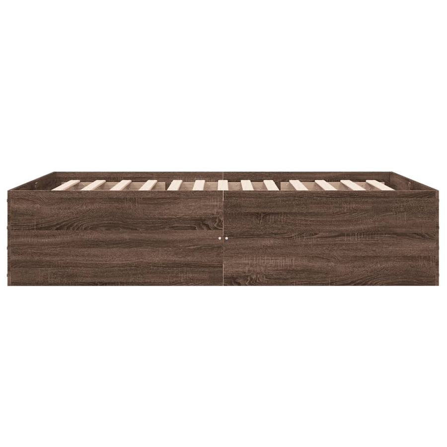 Bedframe bewerkt hout bruin eikenkleur 135x190 cm