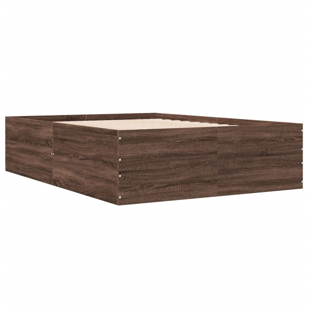 Bedframe bewerkt hout bruin eikenkleur 135x190 cm