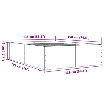 Bedframe bewerkt hout bruin eikenkleur 135x190 cm