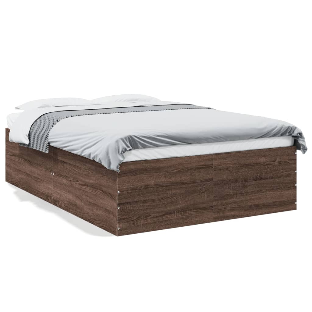 Bedframe bewerkt hout bruin eikenkleur 135x190 cm