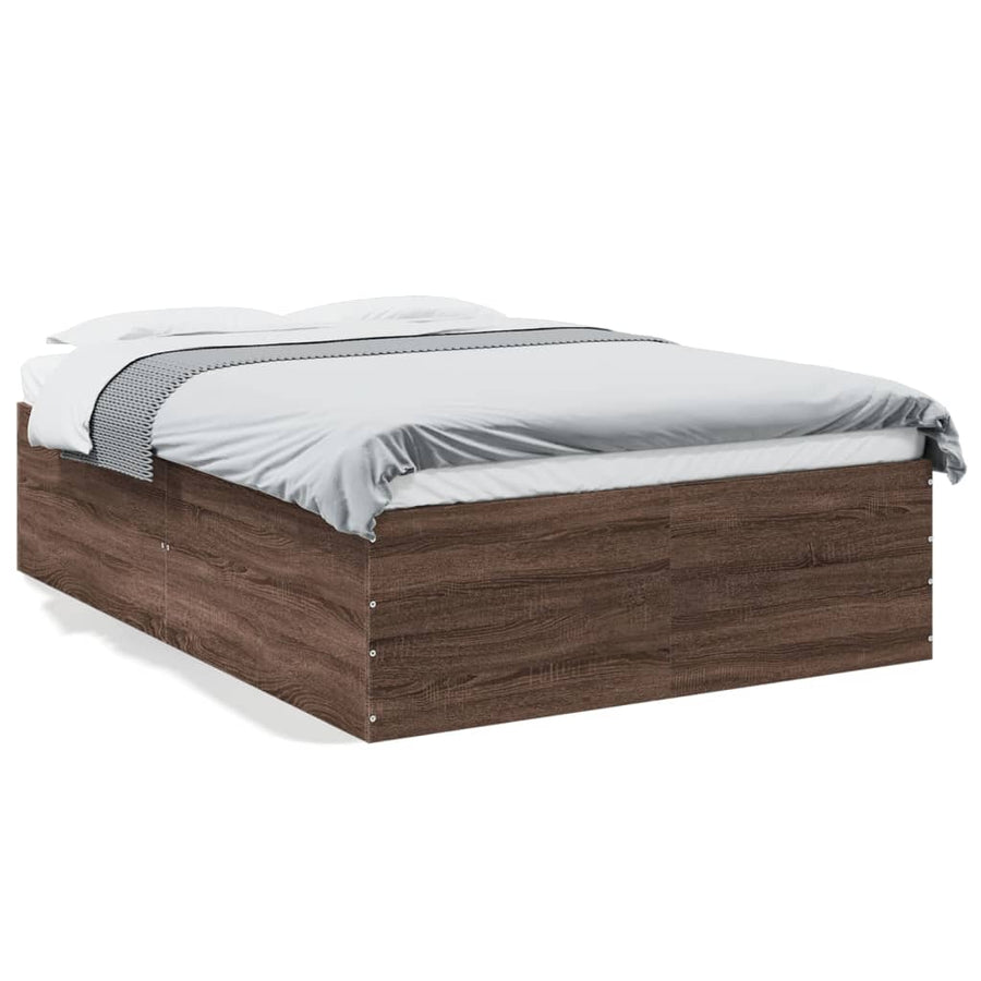 Bedframe bewerkt hout bruin eikenkleur 135x190 cm