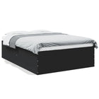 Carved black wooden bed frame 120x190 cm