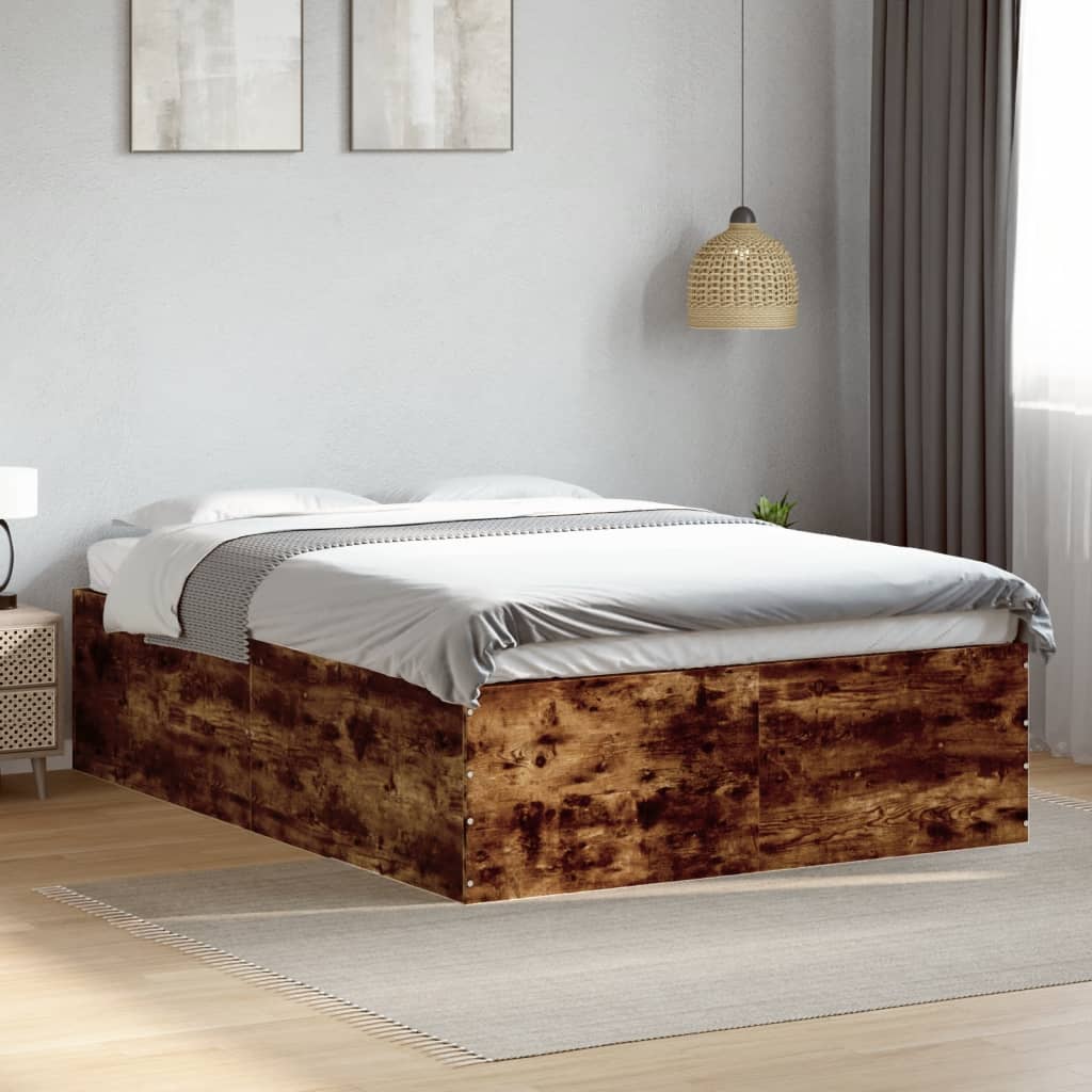 Bedframe bewerkt hout gerookt eikenkleurig 120x190 cm