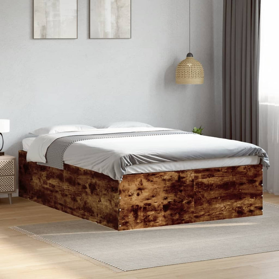 Bedframe bewerkt hout gerookt eikenkleurig 120x190 cm