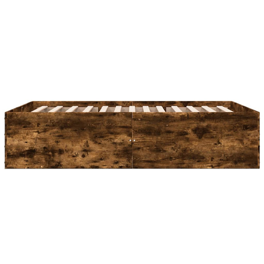 Bedframe bewerkt hout gerookt eikenkleurig 120x190 cm
