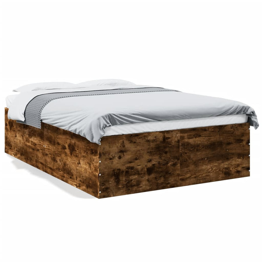 Bedframe bewerkt hout gerookt eikenkleurig 120x190 cm