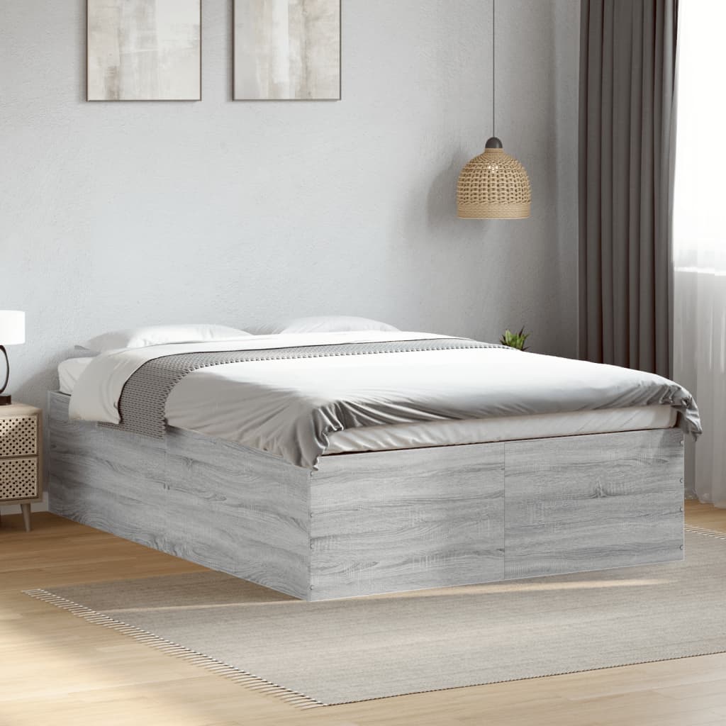 Bedframe bewerkt hout grijs sonoma eikenkleurig 120x190 cm