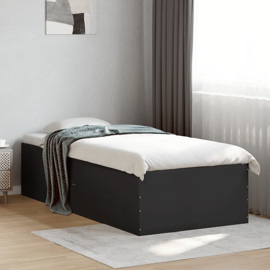 Bedframe bewerkt hout zwart 100x200 cm