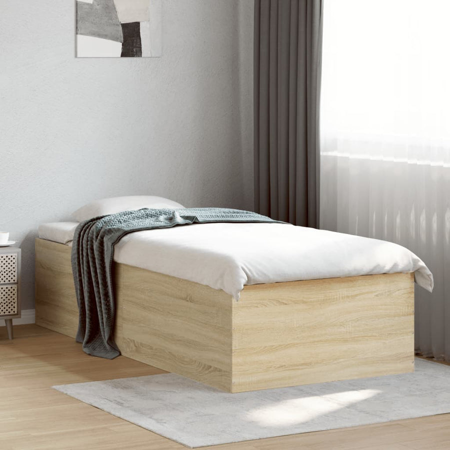 Bedframe bewerkt hout sonoma eikenkleurig 100x200 cm