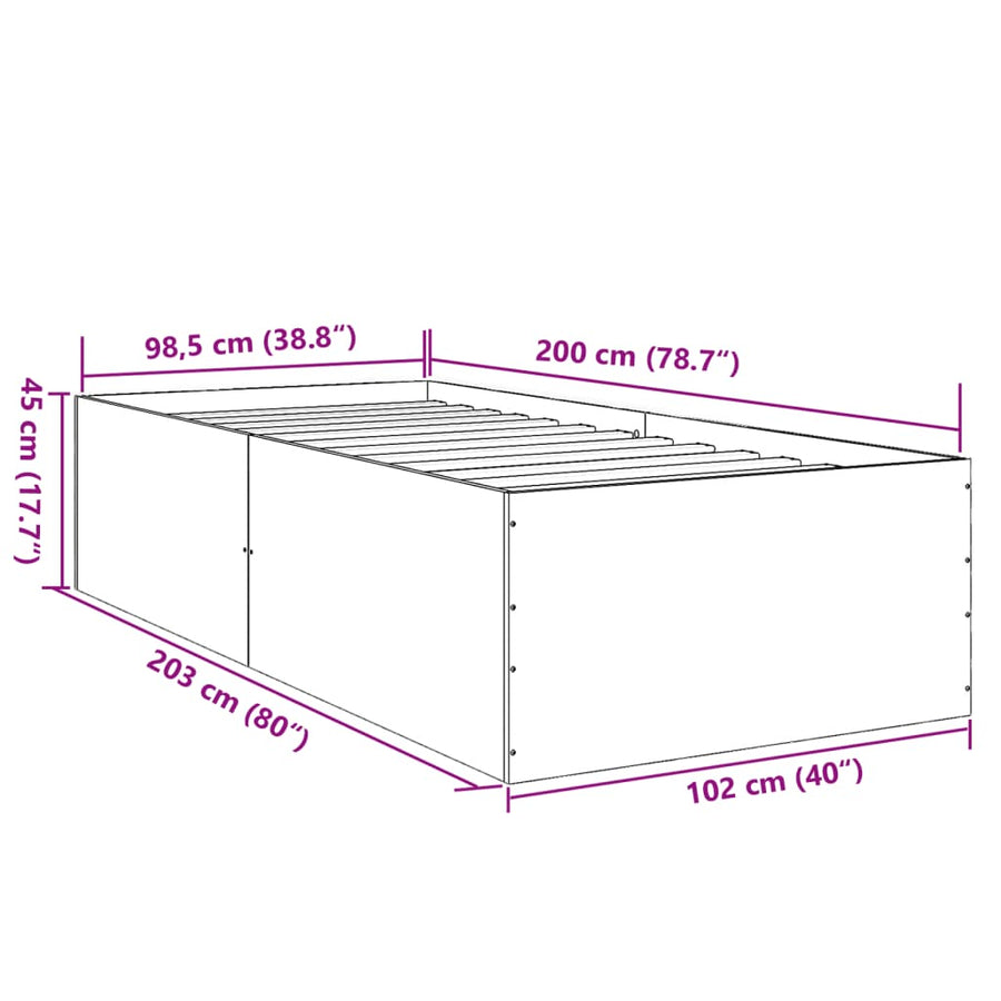 Bedframe bewerkt hout sonoma eikenkleurig 100x200 cm