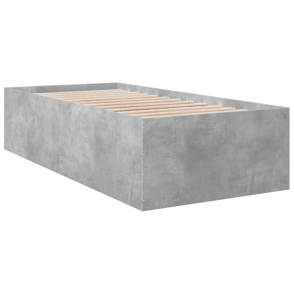 Bedframe bewerkt hout betongrijs 100x200 cm